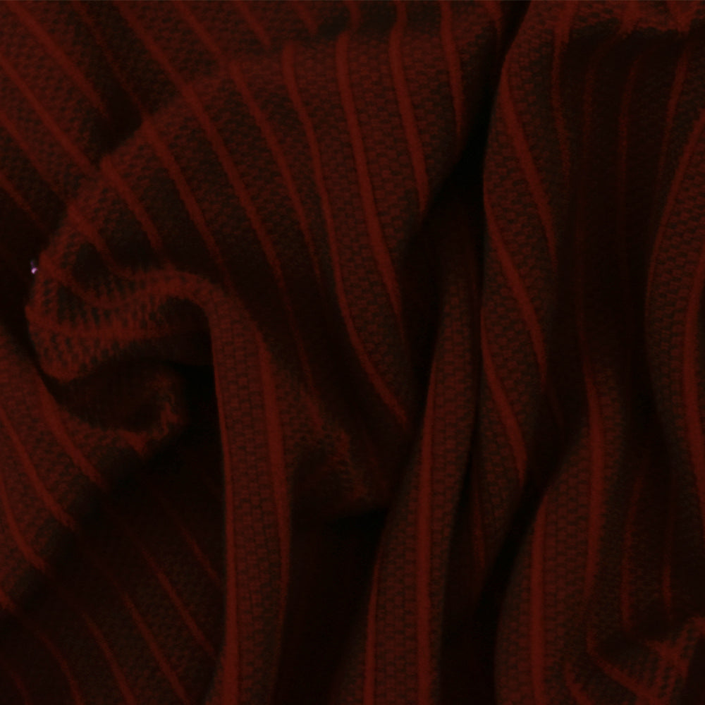 Red-Multi Famous Maker Tribal Stripe Border Stretch Jacquard Double Knit Fabric