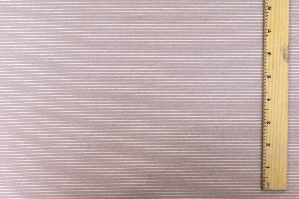 Dusty Rose Pink-White Striped Stretch Shirting Woven Fabric