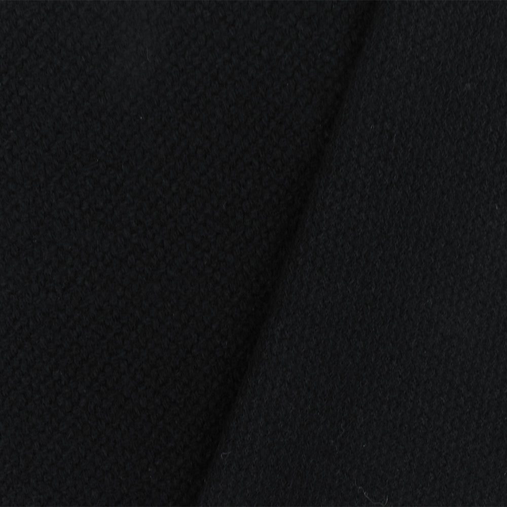 Panther Black Solid Wool-Cotton Twill Woven Coating Fabric