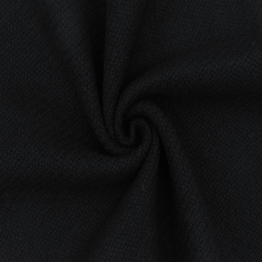Panther Black Solid Wool-Cotton Twill Woven Coating Fabric
