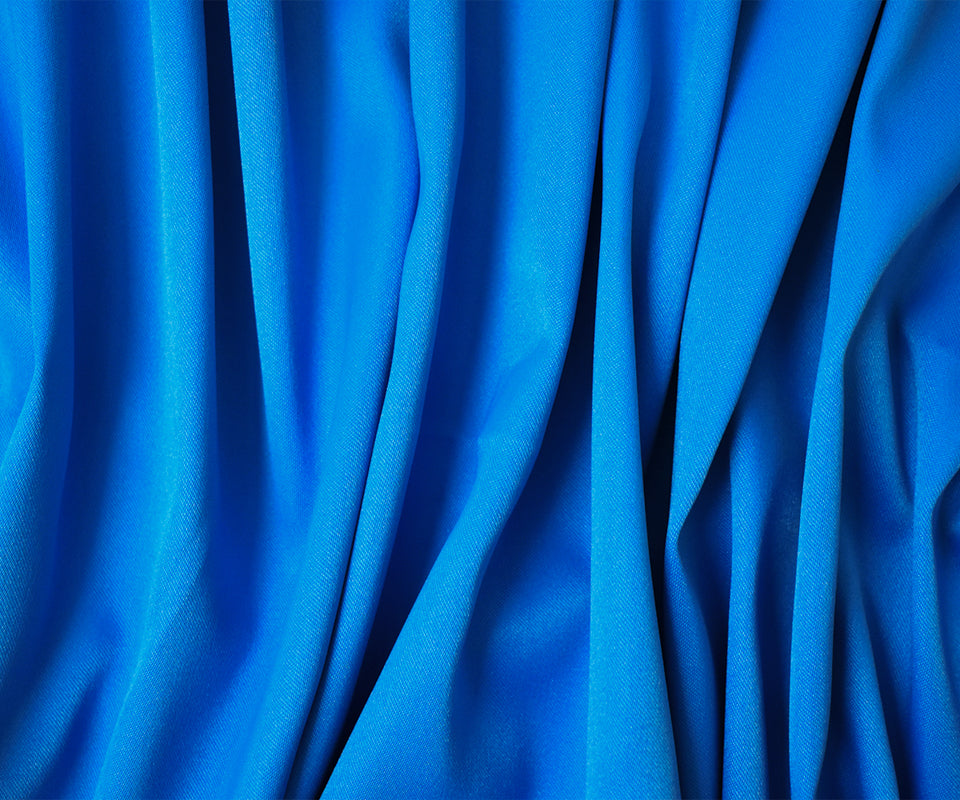 Blue Poly Spandex Stretch Solid Stretch Lamour Woven Fabric