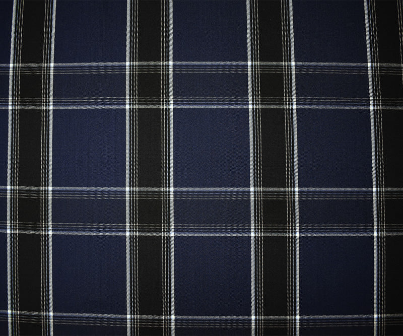 Blue-White-Yellow Poly Wool Japanese Plaid Twill Suiting Fabric