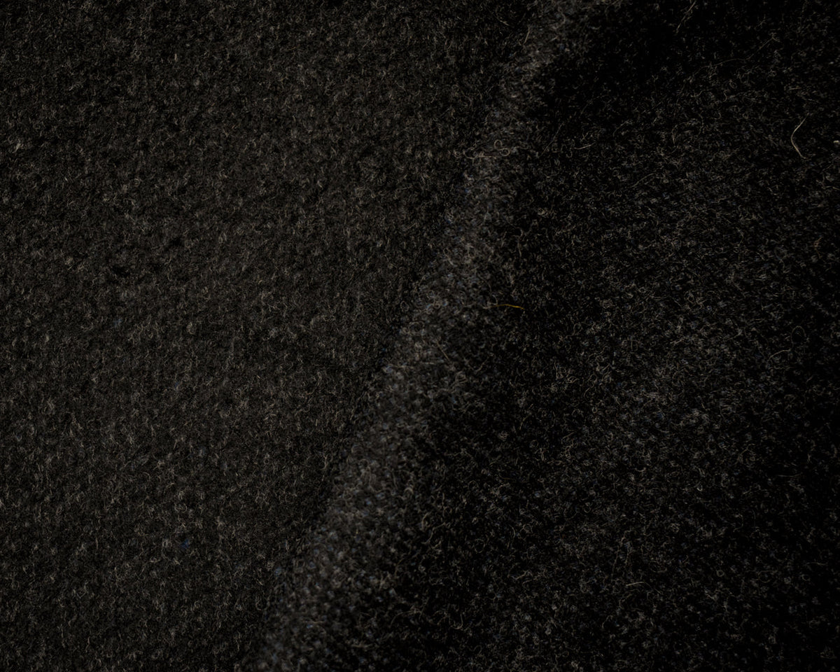 Black-Blue Wool Acrylic Texture Brushed Face Dobby Woven Jacketing Fabric