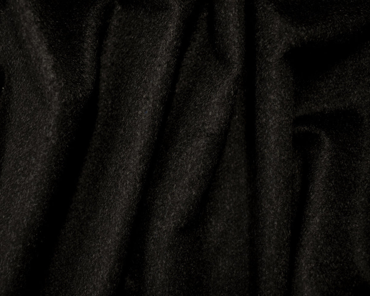 Black-Blue Wool Acrylic Texture Brushed Face Dobby Woven Jacketing Fabric