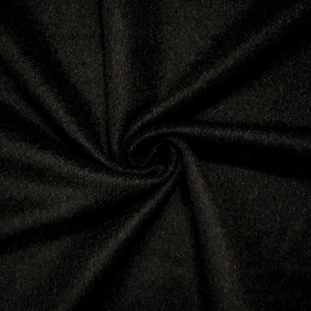 Black-Blue Wool Acrylic Texture Brushed Face Dobby Woven Jacketing Fabric