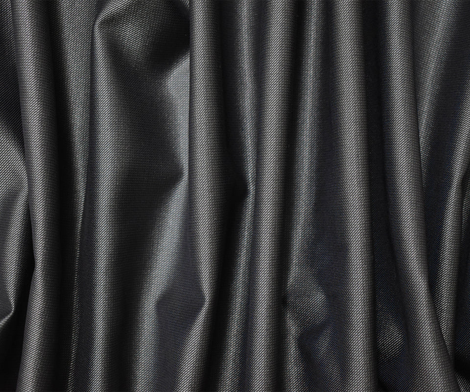 Black-Gray Wool Rayon Slub Twill Woven Suiting Fabric