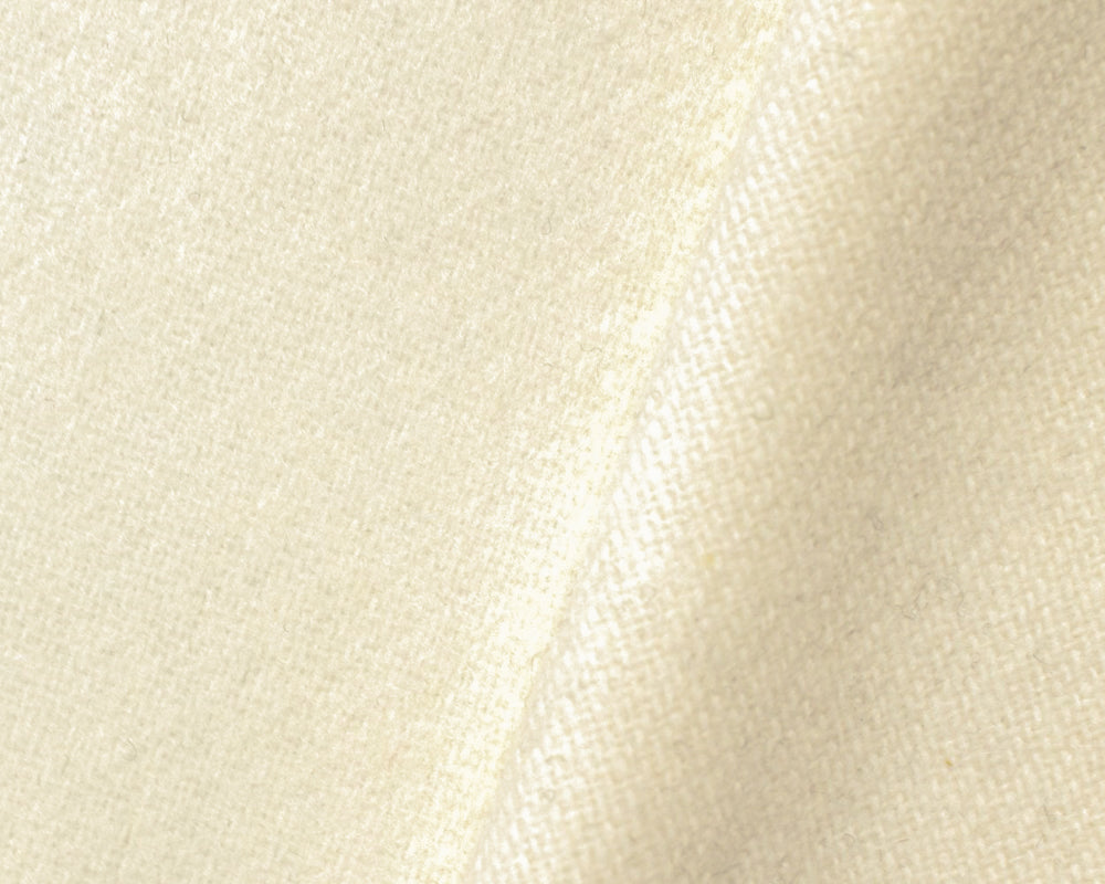 Ivory Poly Wool Solid Single Side Brushed Woven Jacketing Fabric