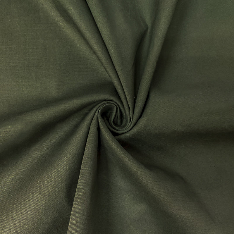 Deep Green Cotton Spandex Stretch Solid Broadcloth Woven Fabric