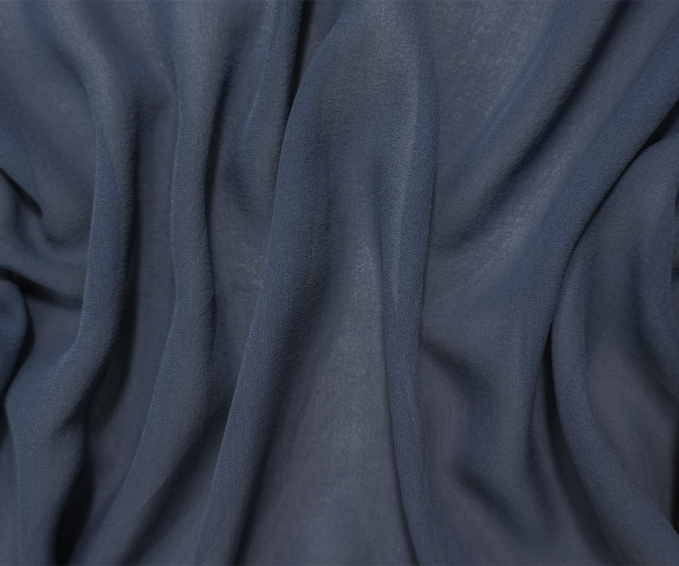 Blue Silk Solid Chiffon Woven Fabric