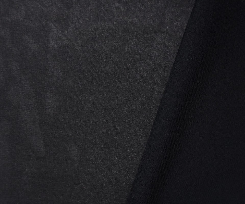 Black Silk Stretch Solid Chiffon Woven Fabric