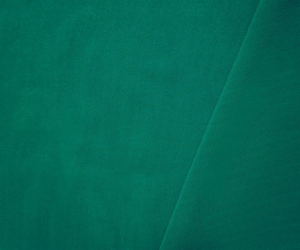 Green Silk Solid Georgette Woven Fabric