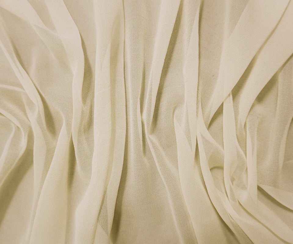 Off-White Silk Solid Chiffon Woven Fabric
