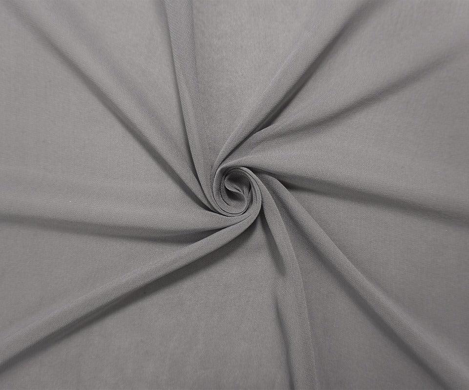 Gray Silk Solid Chiffon Woven Fabric