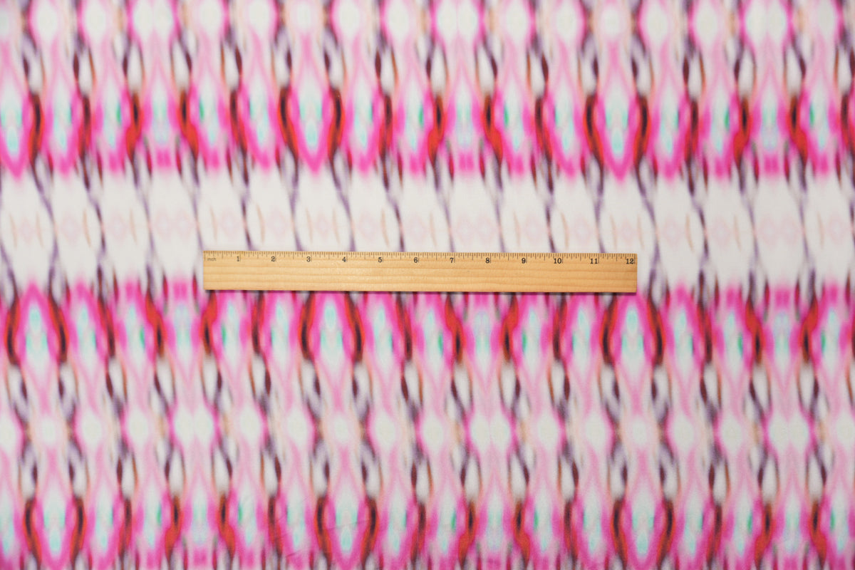 Pink Silk Tie Dye Printed Crepe De Chine Woven Fabric