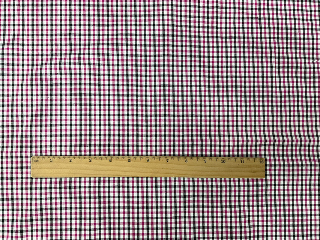 Pink-Black-Multi Cotton Spandex Check Gingham Woven Fabric