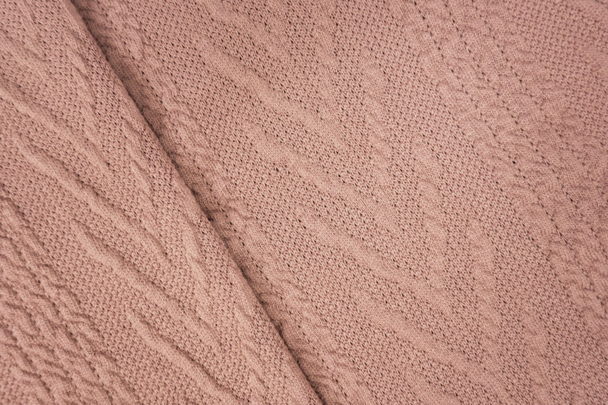Pink Poly Spandex Stretch Cable Sweater Knit Fabric