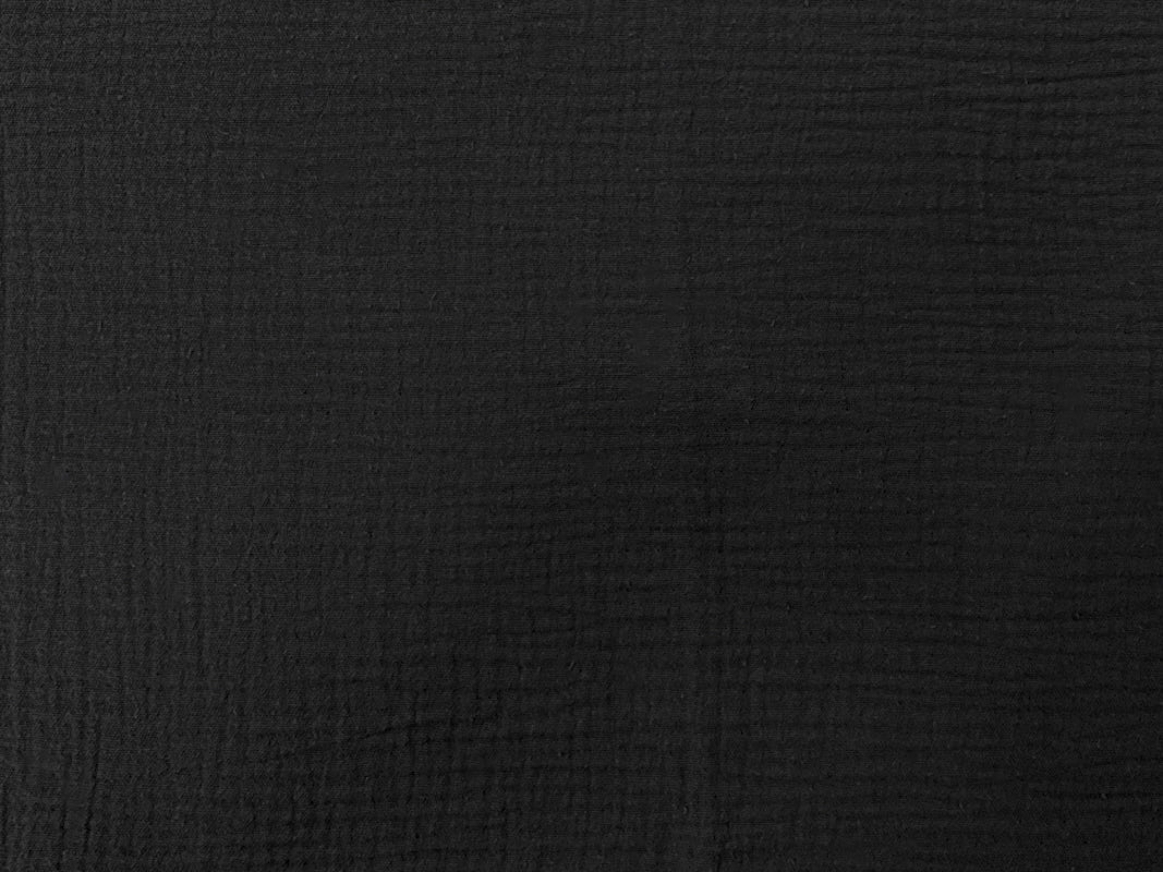 Black Cotton Solid Double Gauze Reorderable Woven Fabric