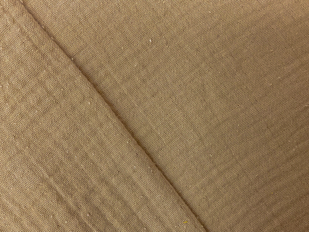 Tan Beige Cotton Solid Double Gauze Reorderable Woven Fabric