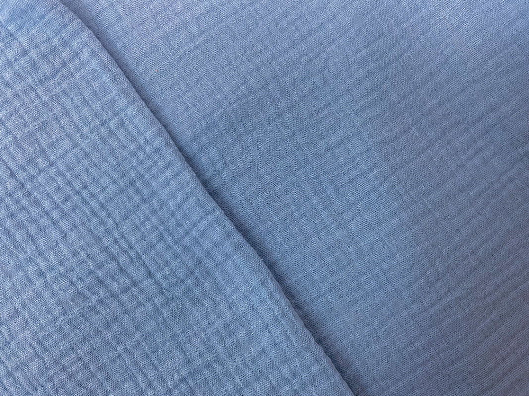 Sky Blue Cotton Solid Double Gauze Reorderable Woven Fabric