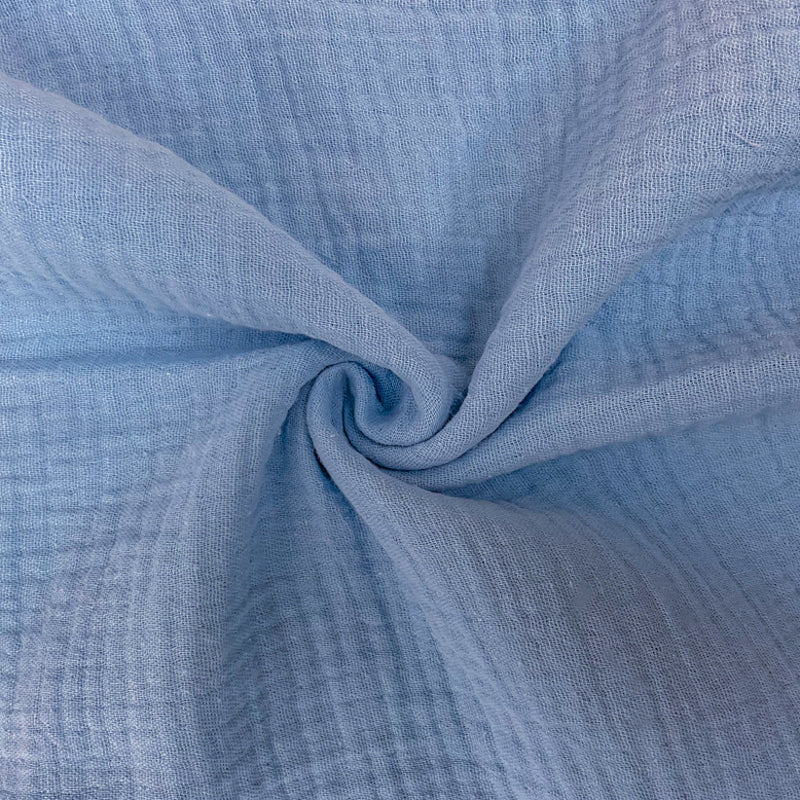 Sky Blue Cotton Solid Double Gauze Reorderable Woven Fabric