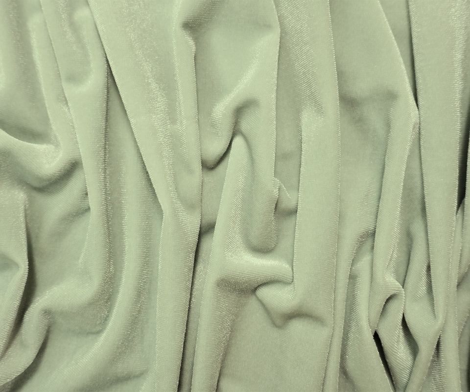 Sage Green Poly Spandex Stretch Velvet Knit Fabric