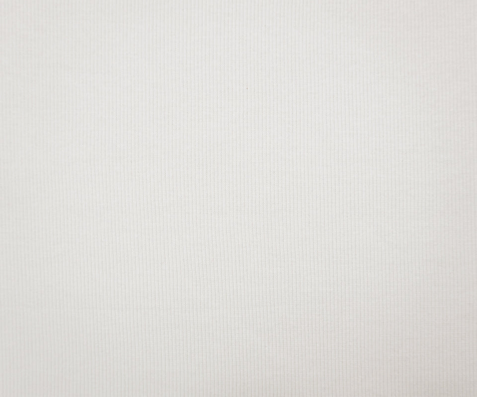 White Cotton-Spandex 2x2 Rib Knit Fabric