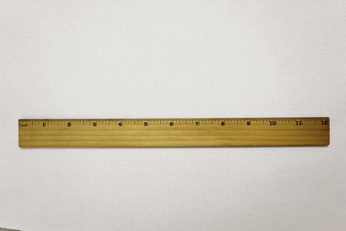 White Cotton-Spandex 2x2 Rib Knit Fabric