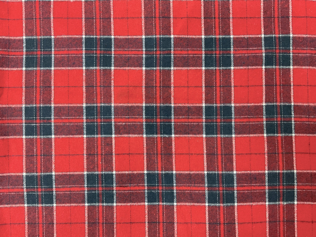 Red-Navy-White Cotton Plaid Flannel Twill Woven Fabric