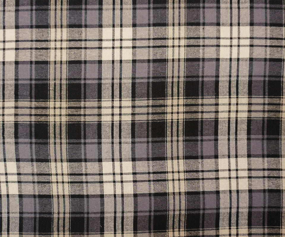 Black-Gray-Multi Cotton Plaid Flannel Twill Woven Fabric
