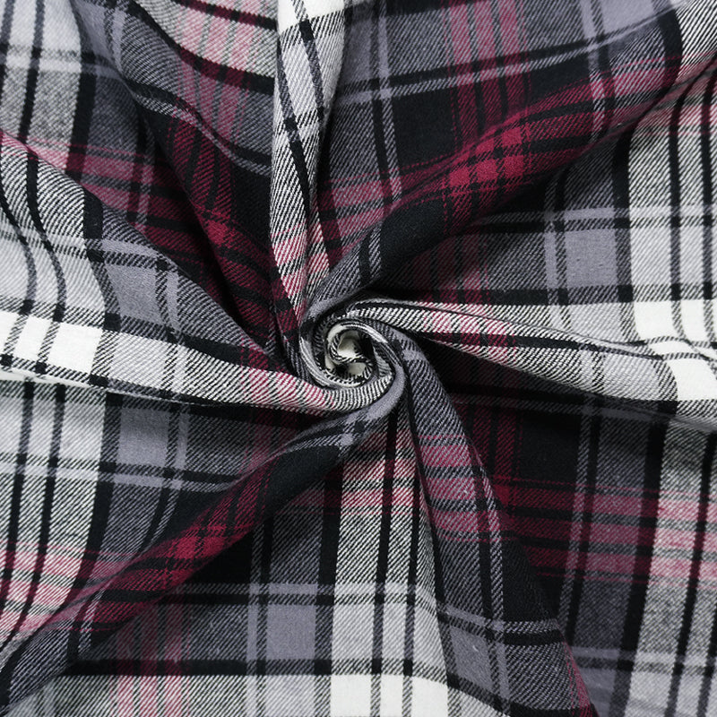 Black-Burgundy-Multi Cotton Plaid Flannel Twill Woven Fabric