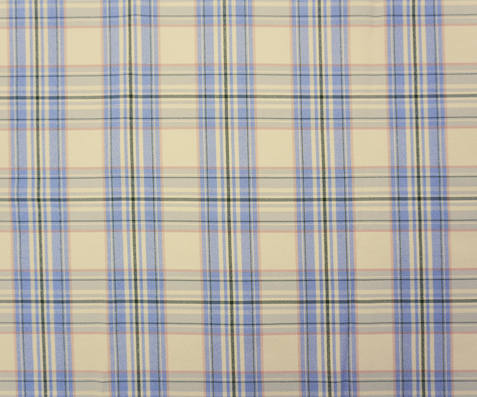 Blue-Pink-Multi Rayon Cotton Stretch Plaid Twill Woven Fabric