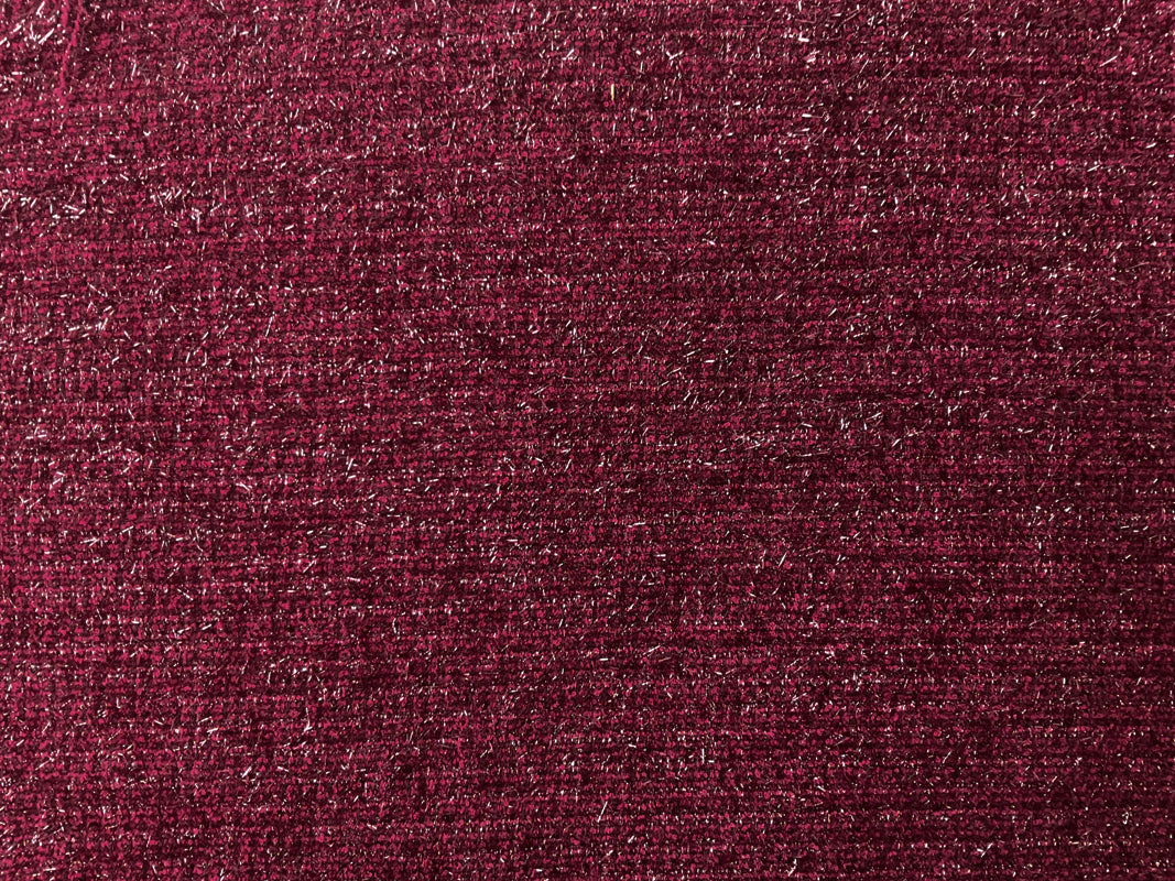 Red Poly Metallic Eyelash Texture Boucle Novelty Knit Fabric