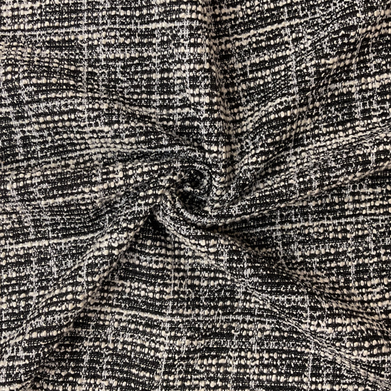 Black-Multi Poly Rayon Texture Double Knit Novelty Fabric