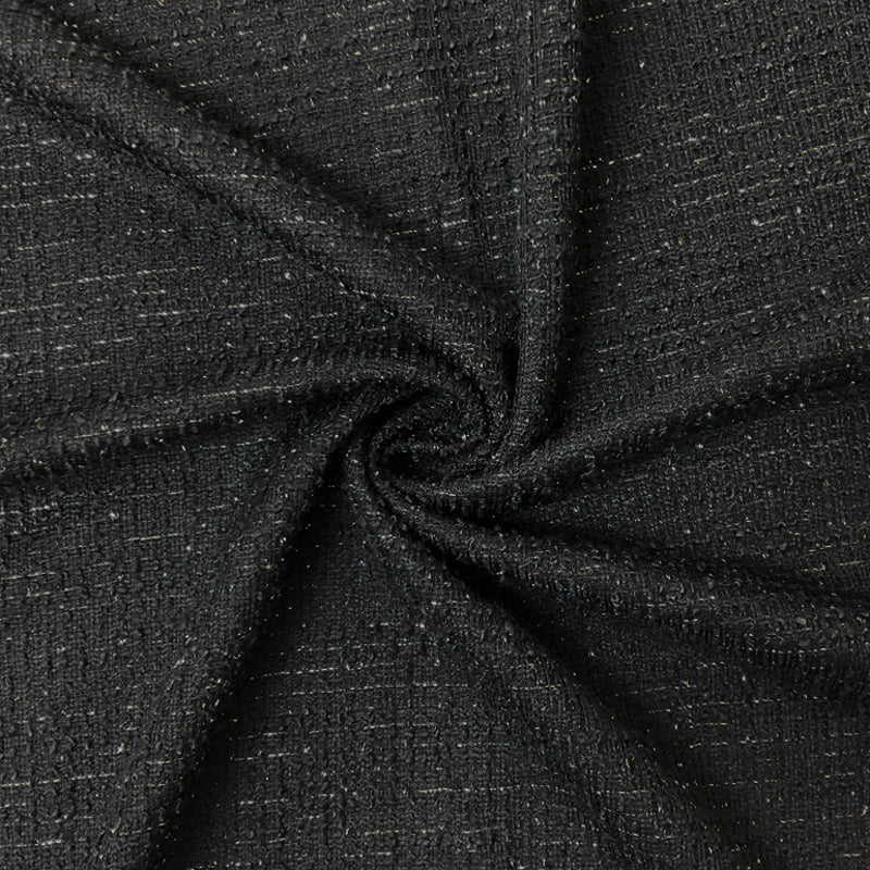Black-Silver Poly Texture Boucle Novelty Knit Fabric