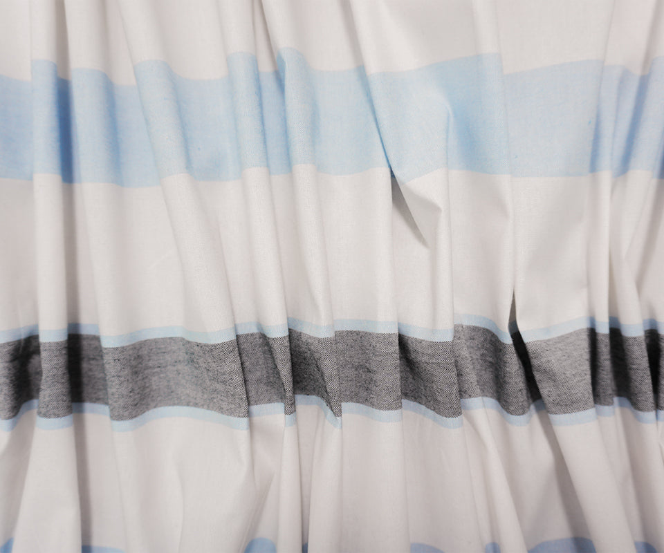 White-Blue Famous Maker Cotton Stripe Oxford Woven Fabric
