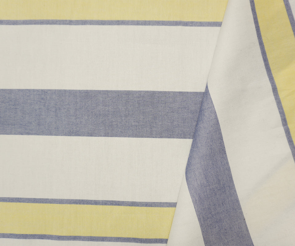 Blue-Yellow-White Famous Maker Cotton Stripe Oxford Woven Fabric