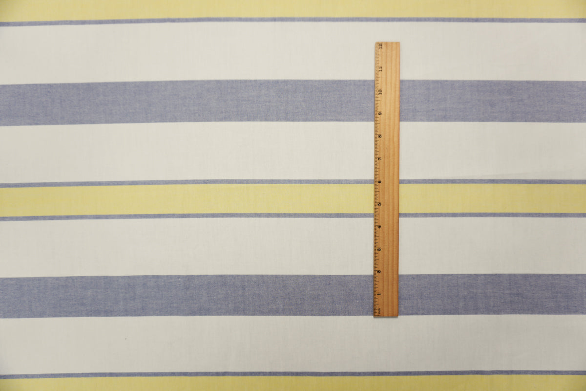 Blue-Yellow-White Famous Maker Cotton Stripe Oxford Woven Fabric