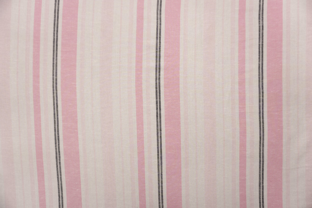 Pink-White Famous Maker Rayon-Linen Stripe Woven Fabric