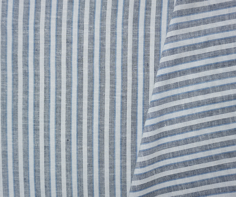 Navy-Blue Famous Maker Rayon Blend Stripe Woven Fabric