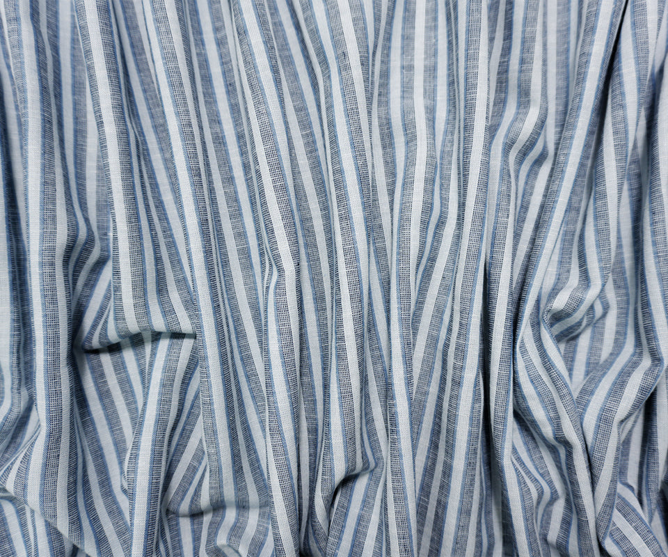 Navy-Blue Famous Maker Rayon Blend Stripe Woven Fabric