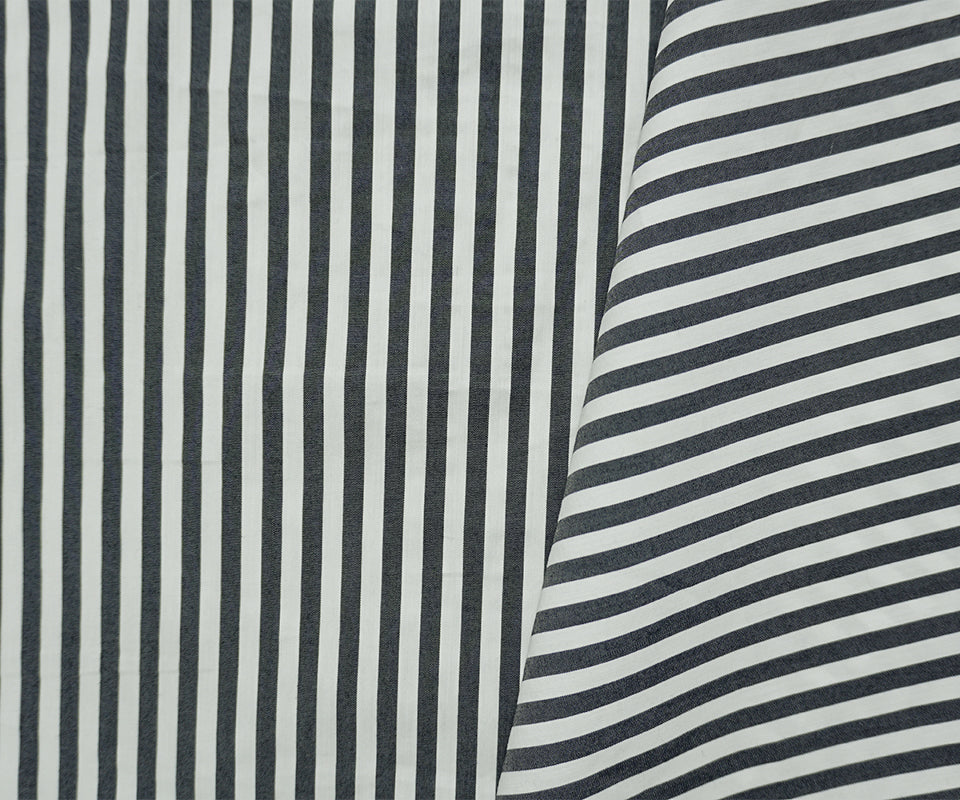 Black-White Famous Maker Cotton Nylon Stretch Stripe Woven Fabric