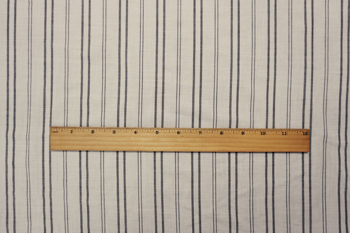 White-Black Cotton Stripe Voile Woven Fabric
