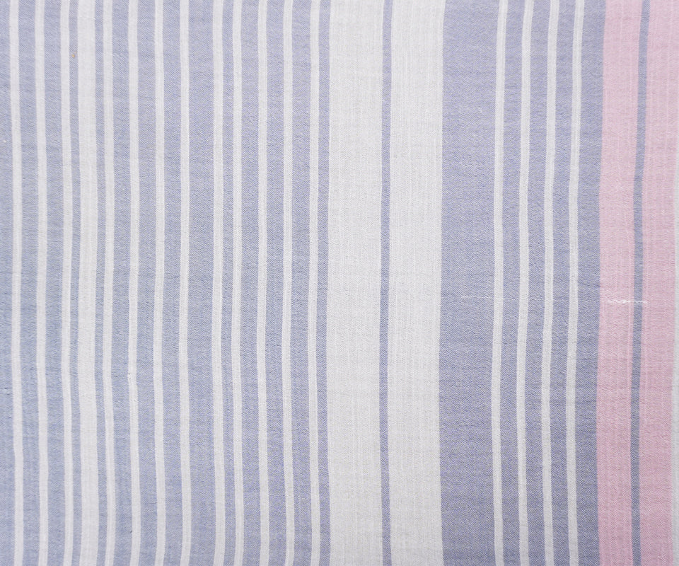 Blue-White-Multi Cotton Stripe Gauze Woven Fabric