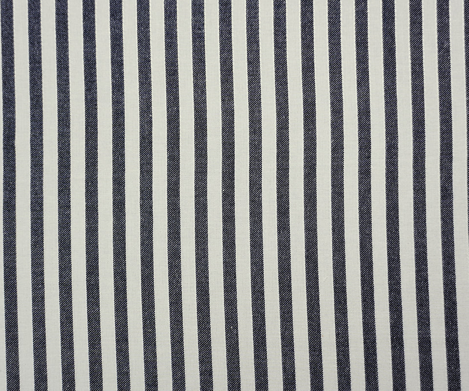 Night Blue-White Rayon Cotton Stripe Woven Fabric