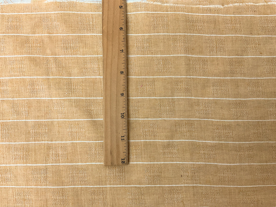 Mustard Yellow-White Poly-Cotton Stripe Dobby Woven Fabric