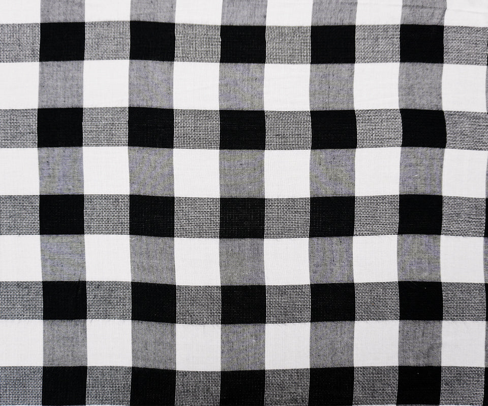 Black-White Rayon Check Leno Weave Fabric