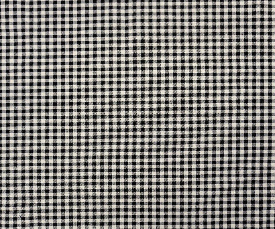 Black-White Rayon Blend Stretch Gingham Check Twill Woven Fabric