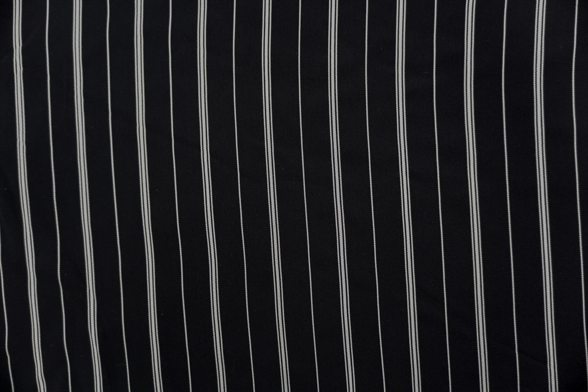 Black-White Designer Poly Viscose Stripe Twill Woven Fabric