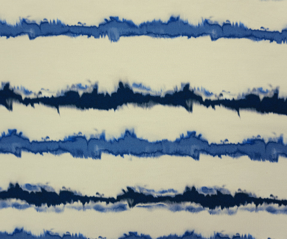 Blue-Multi Famous Designer Viscose Tie Dye Crepe Faille Fabric
