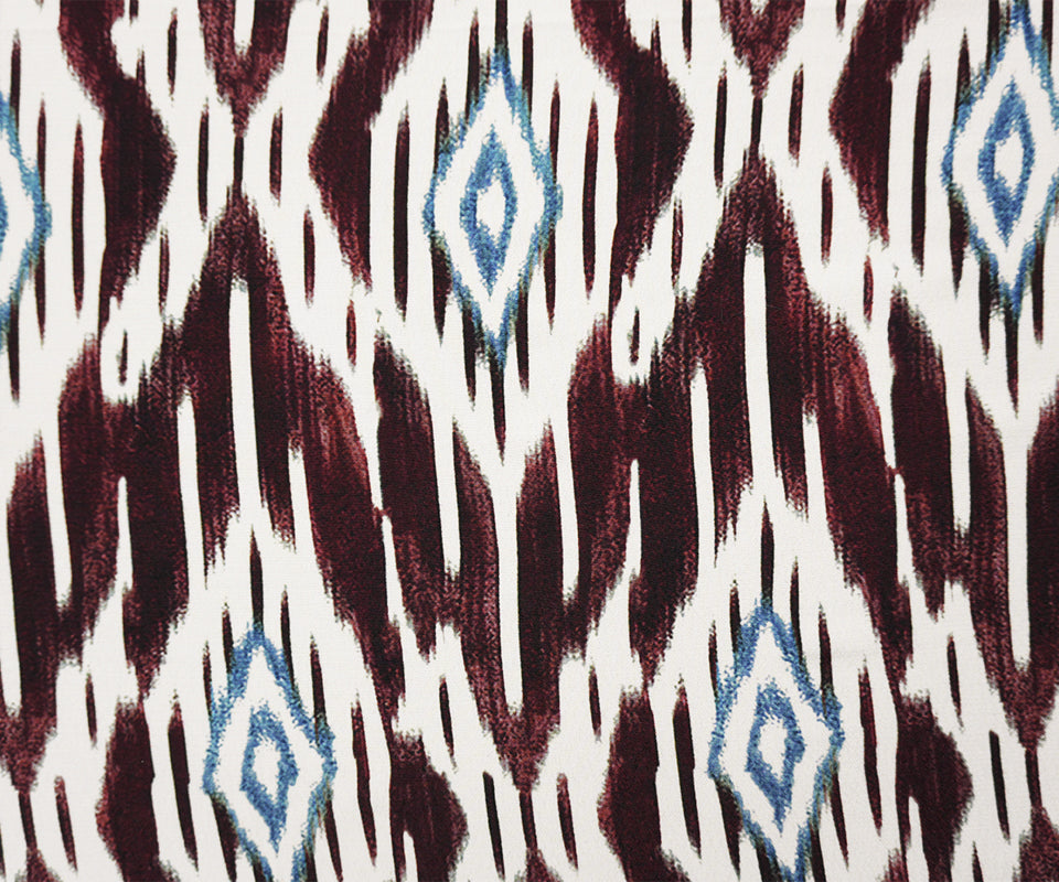 Red-Multi Famous Designer Viscose Ikat Crepe Faille Woven Fabric